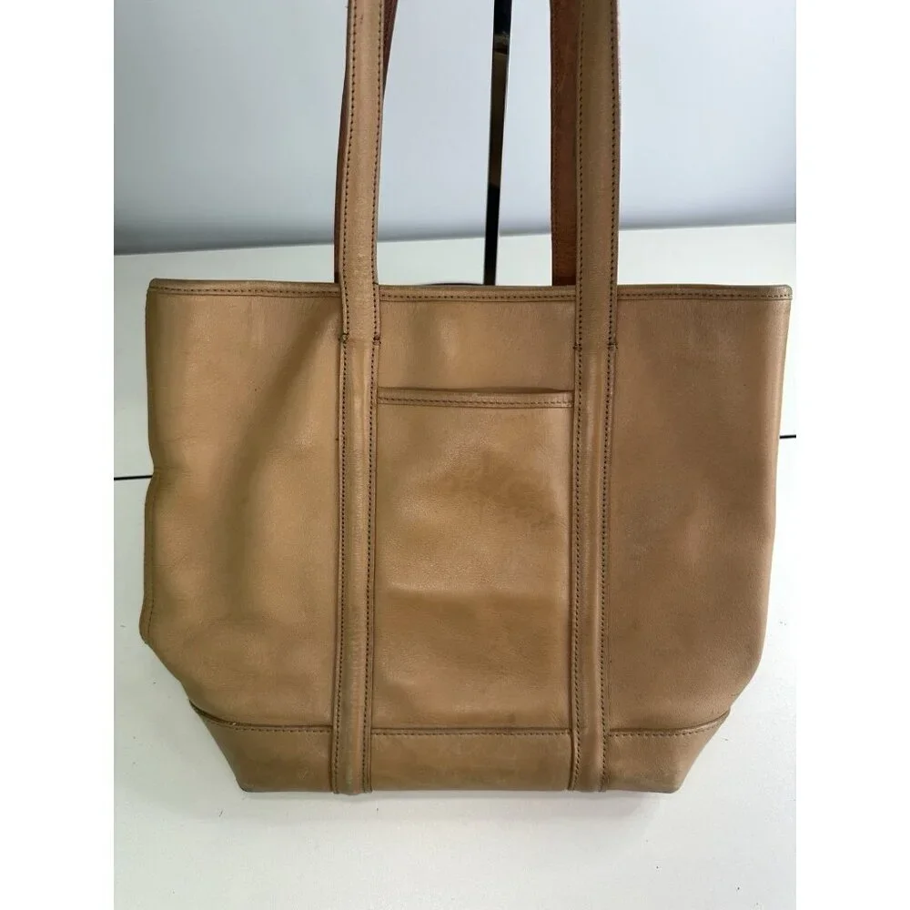 DAMAGED / WORN Coach 5187 Tan Leather Gallery Tote Vintage - Picture 6 of 10